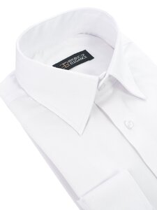 Biała koszula do muchy na spinki męska szyta na miarę 100% bawełna