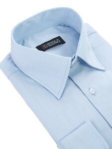 Niebieska koszula męska w jodełkę szyta na miarę 100% bawełna